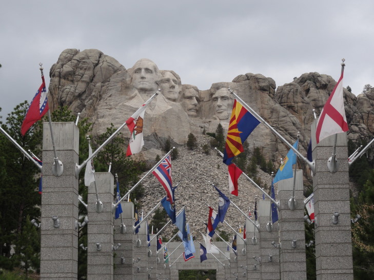 100711_SD_RushmoreStatesFlags_small Mount Rushmore beyond States' flags, South Dakota