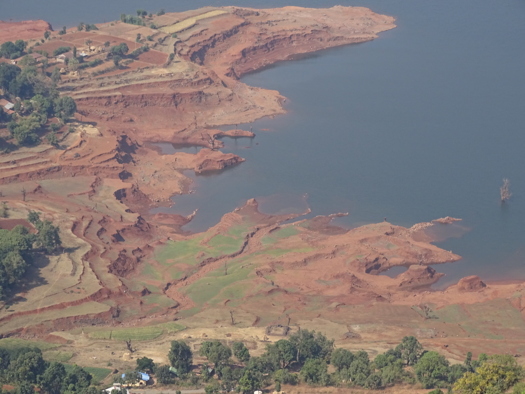 The lake was down a bit, revealing beautiful green eroded bed underneath
