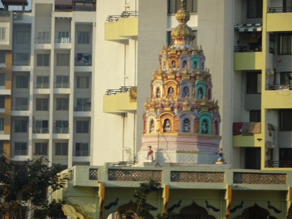 Incredible painted temple seen as we zoomed into Pune after our long day