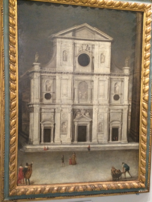 Painting of one of the first facades.