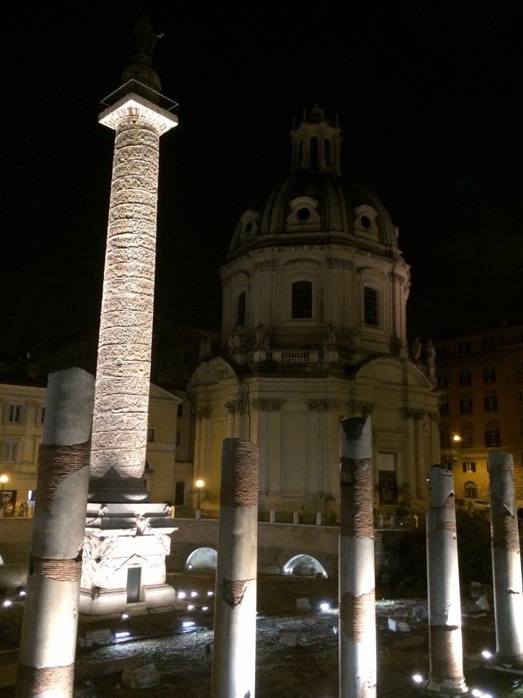 Trajan's Column floodlit