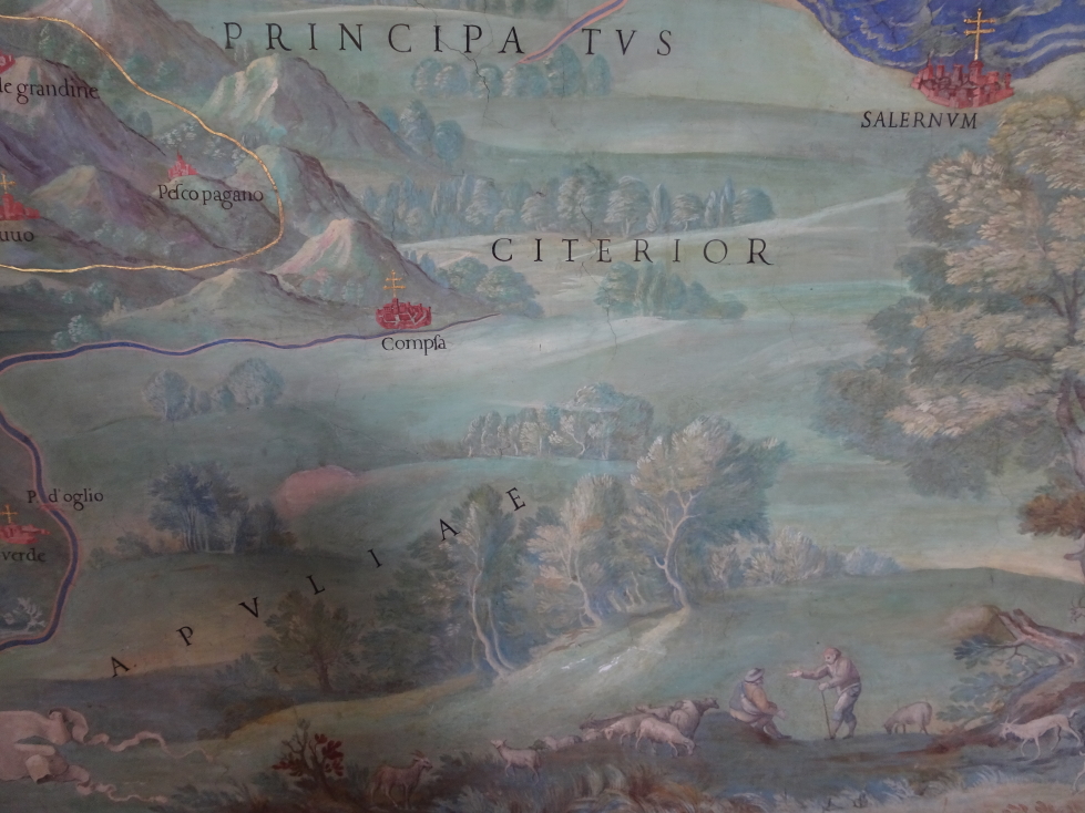 Note the wonderful pastoral scene painted into the map