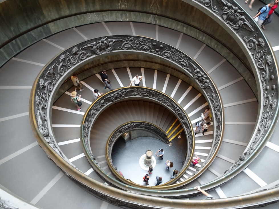 Impressive spiral staircase at the Vatican museum
