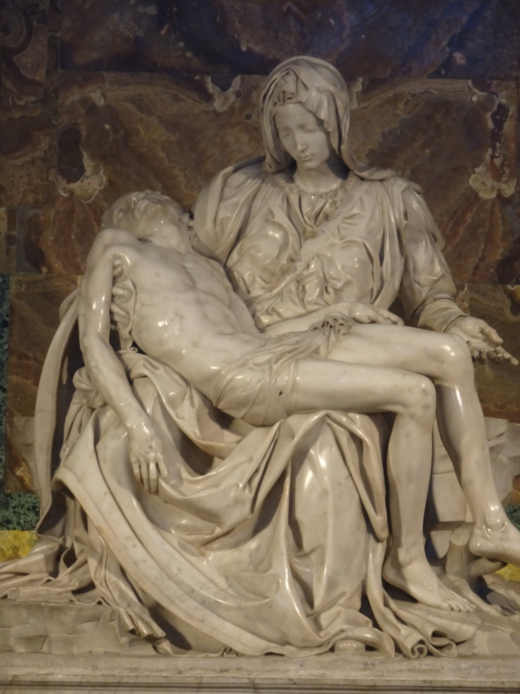 Michelangelo's famed "Pieta", with the Virgin Mary holding Jesus
