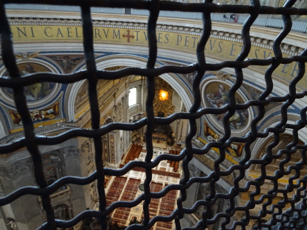 Looking down into the basilica while climbing up the dome