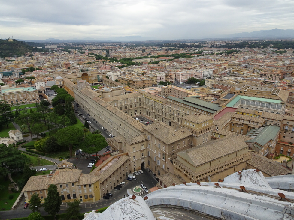 View of the Vatican Museum from the dome -- the Sistine Chapel is nearest and the very long hall is left of it
