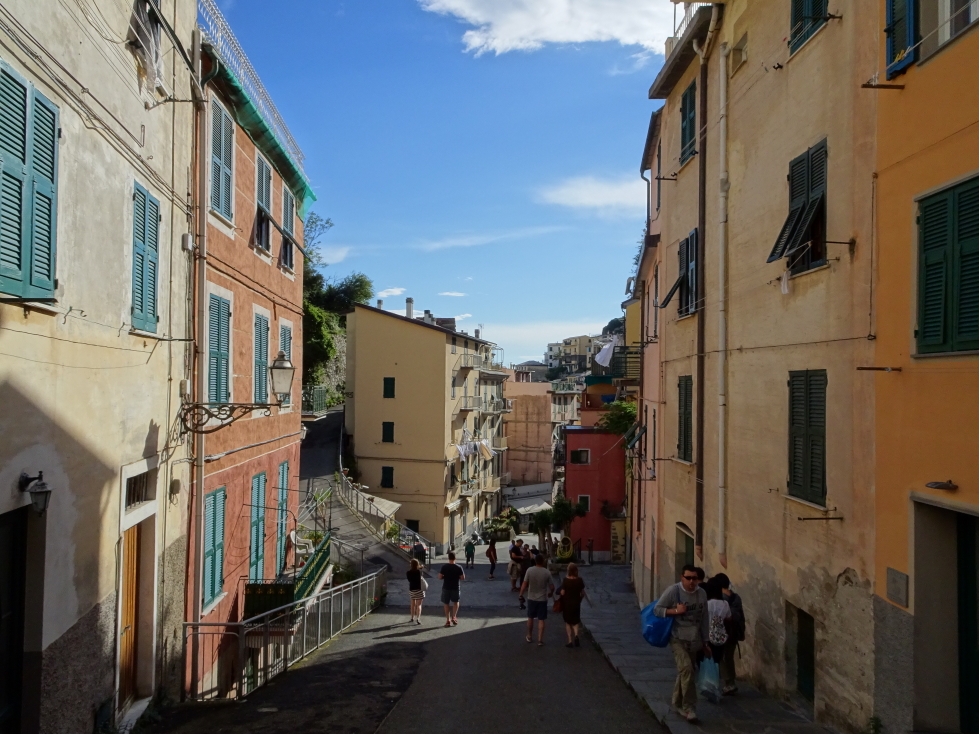View down the main street (Via Santuario) of Riomaggiore