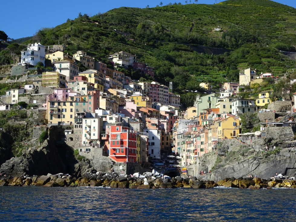 View of Riomaggiore from the boat