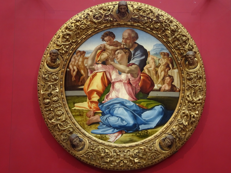 Michelangelo's "Doni Tondo" ("Holy Family") from around 1505 -- those colors!