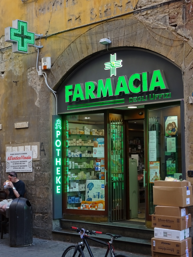 Italian pharmacy, all the ones we saw had similar decor