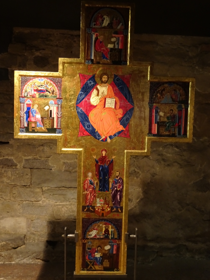 Cross set up on a recreation of an early Christian altar