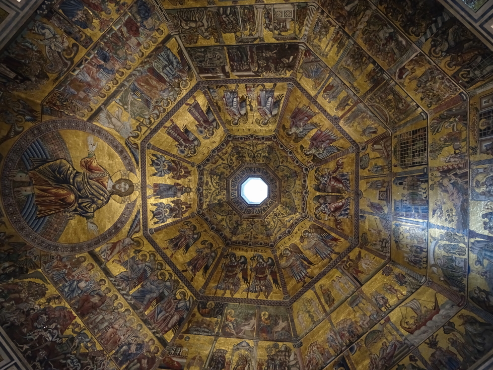 Detail of the painted dome of the Baptistery of Saint John
