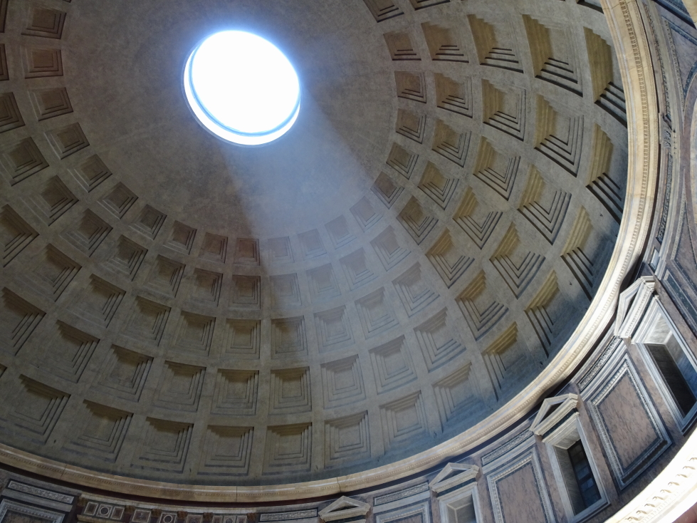Shaft of sunlight beaming through the oculus of the Pantheon