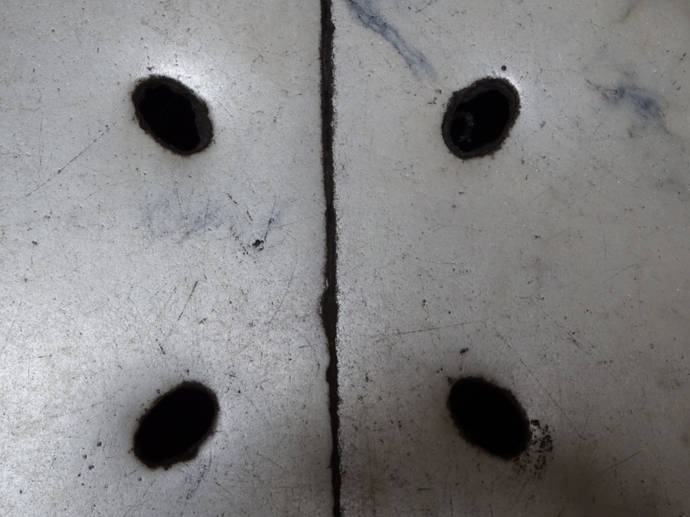 Small holes in the marble floor of the Pantheon allow rain water to drain