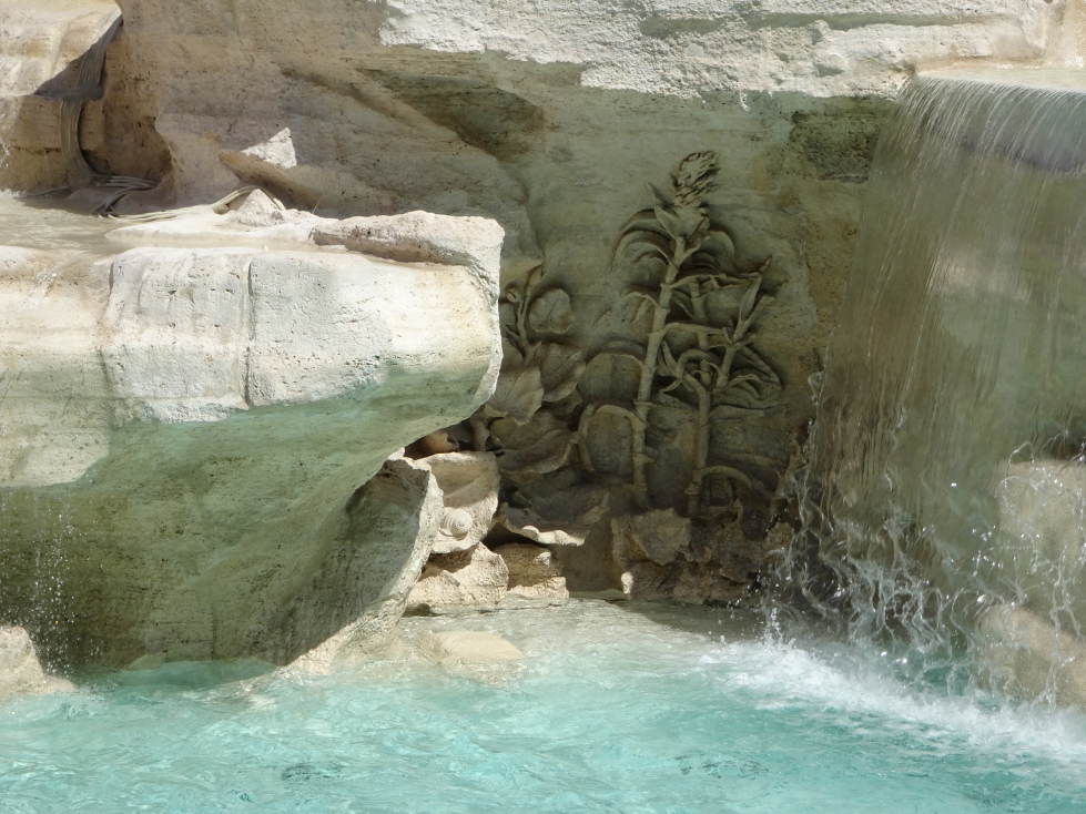 Detail of carved flora in Trevi Fountain