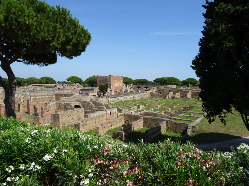 View of Ostia Antica from the left bank of the Tiber