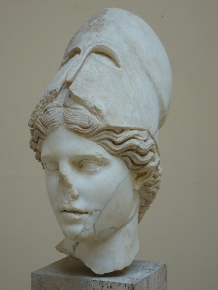 Bust of Minerva in Ostia Antica's sculpture museum