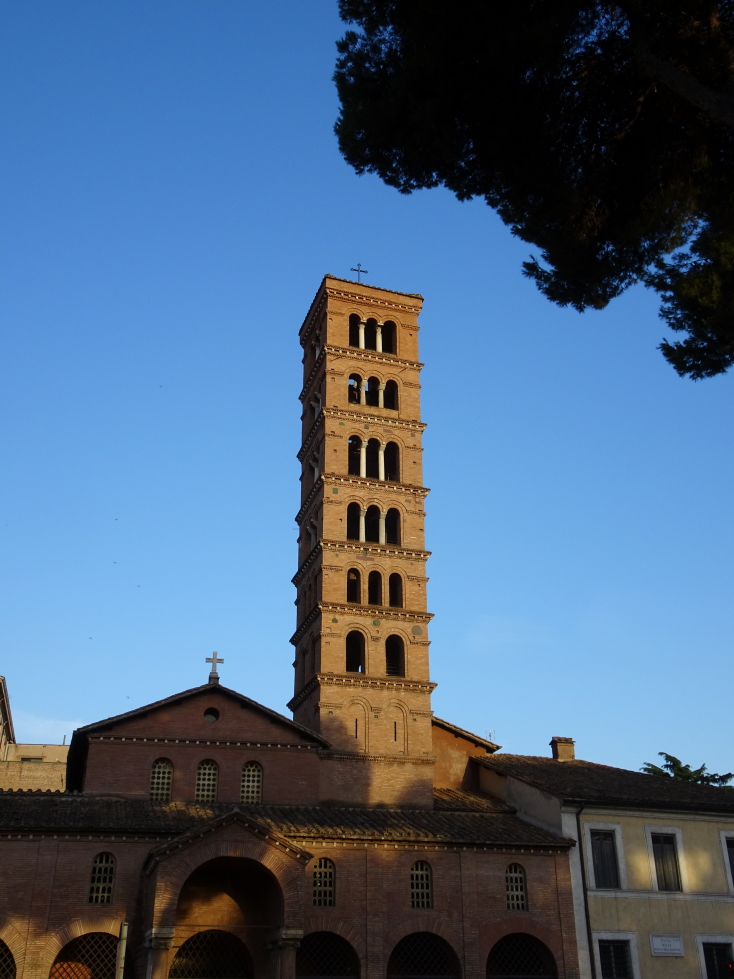Campanile of Santa Maria in Cosmedin, which has the Mouth of Truth