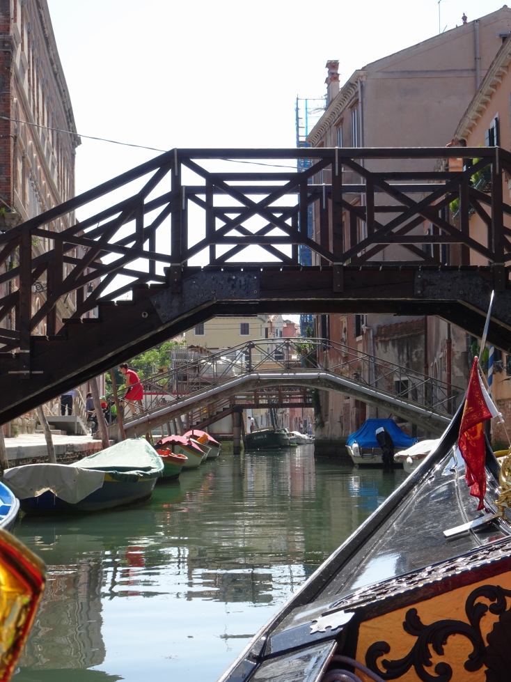 A series of foot bridges in a quieter part of Venice