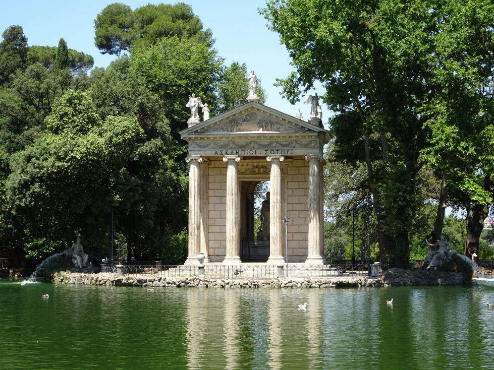 Tempio di Esculapio, built in the late 1700s, in the gardens