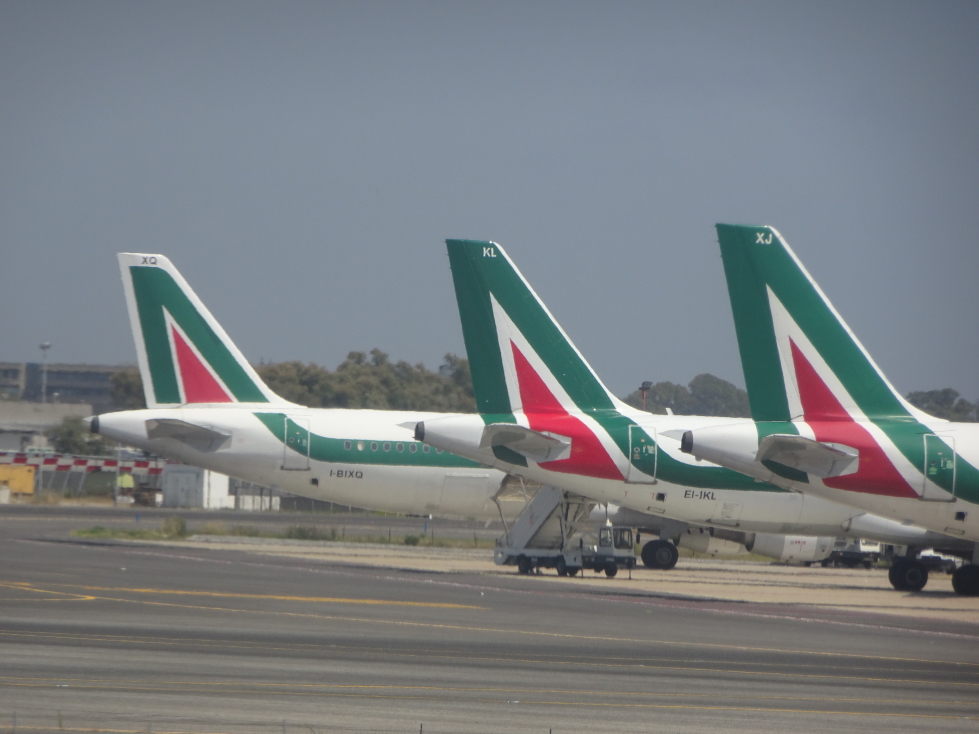 Tail fins of the Alitalia fleet