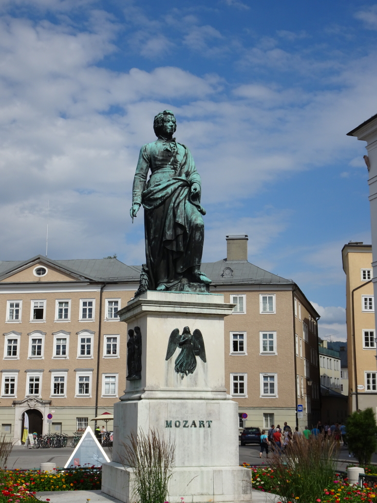 Statue of Mozart in Mozartplatz in Salzburg