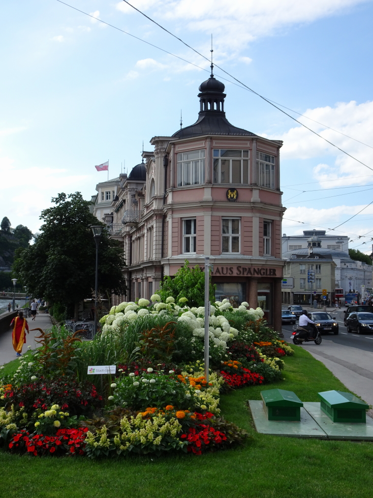 Pretty park with flowers in Salzburg