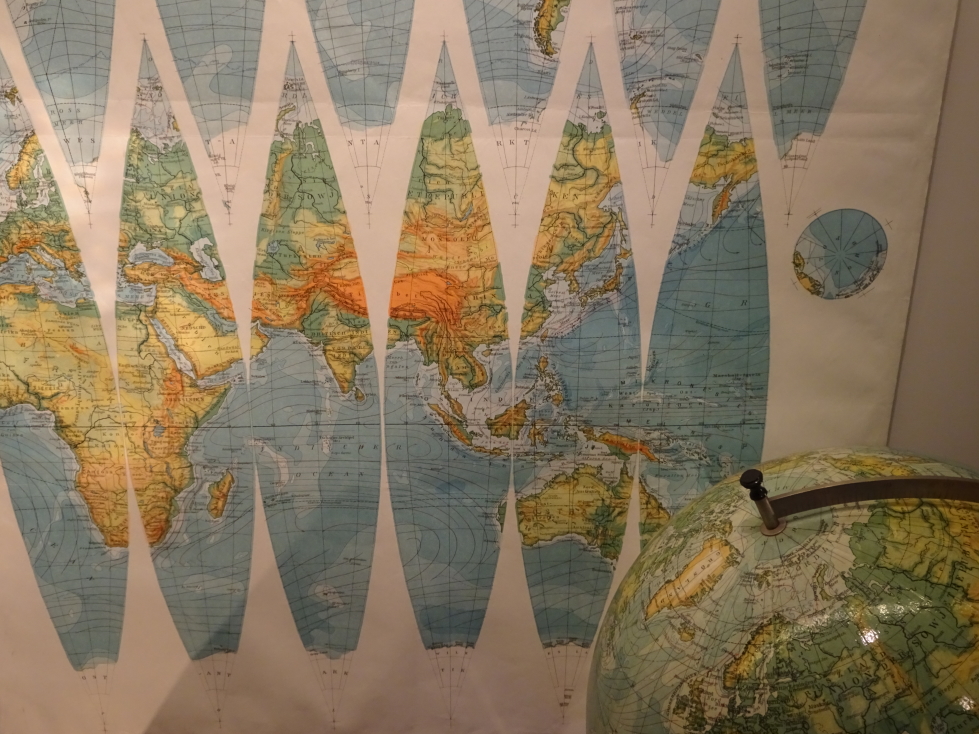 A sheet with all of the slices that are pasted on to a sphere to make a globe