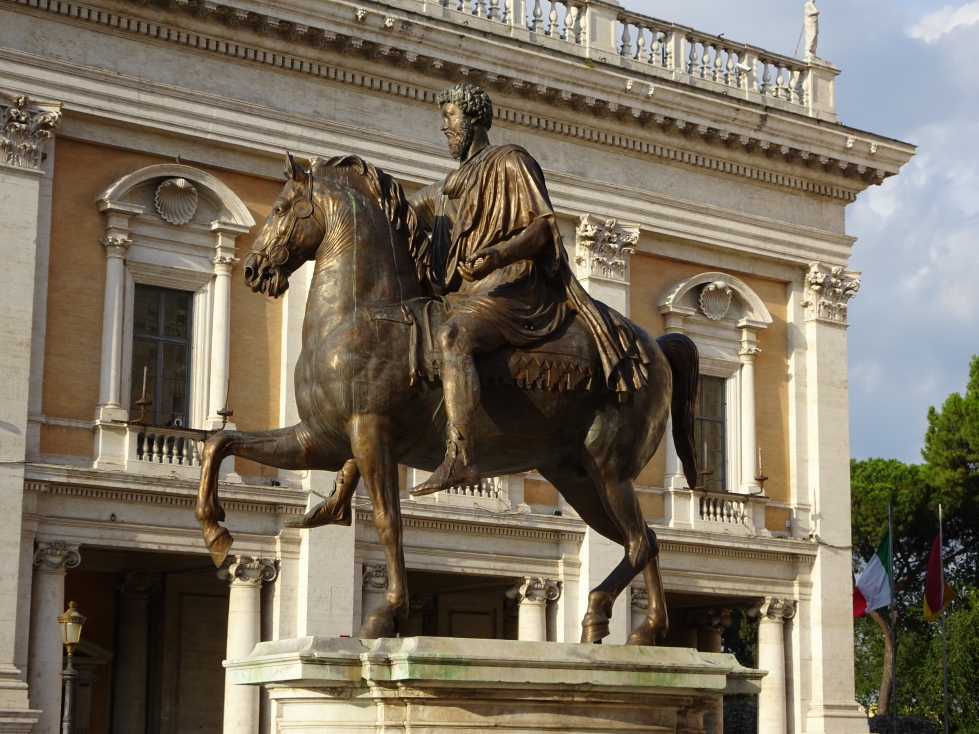 Replica of a statue of Marcus Aurelius in the Campidoglio, original is in the adjacent museum