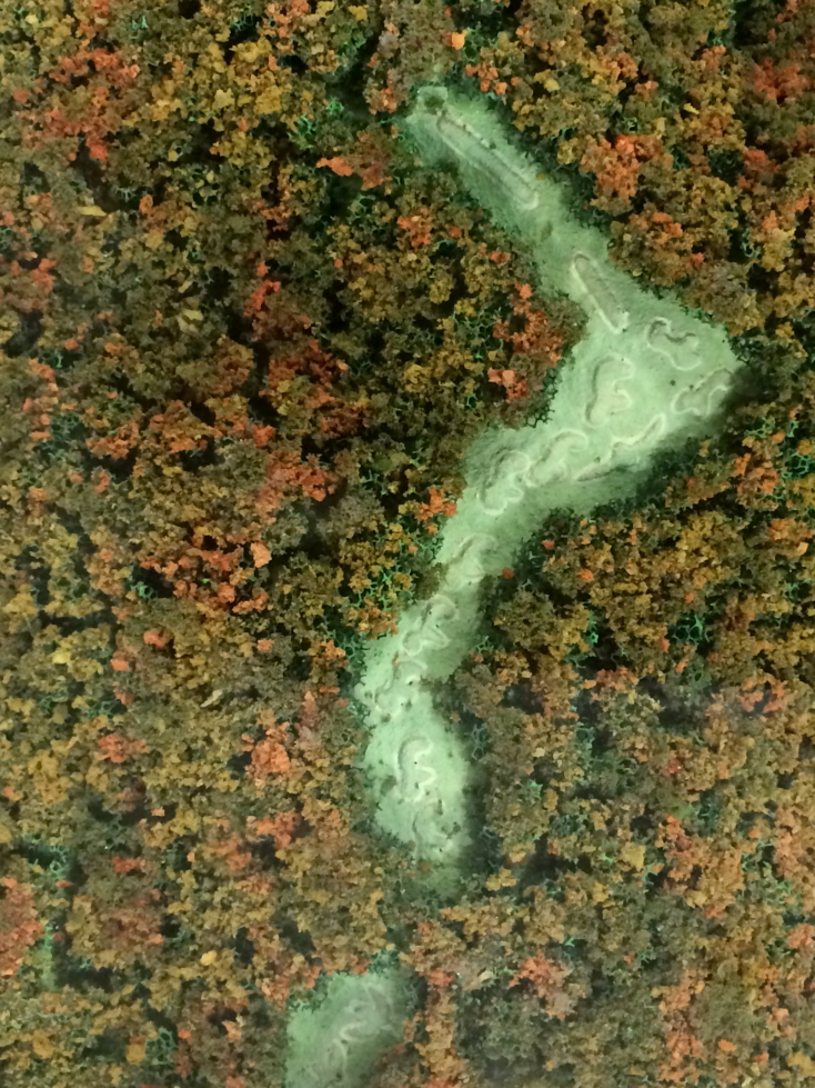 Diorama at Effigy Mounds National Monument visitor center, showing the positions of some mounds